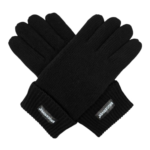 Image of BRUCERIVER Men's Pure Wool Knitted Gloves | Insulated Fleece Lining