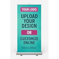 100cm x 200cm Roll up Banner Stand | Media + Print | Custom Pull up Banner | Custom Pull Up Display with Retractable Base for Events, Exhibitions, Trade Shows