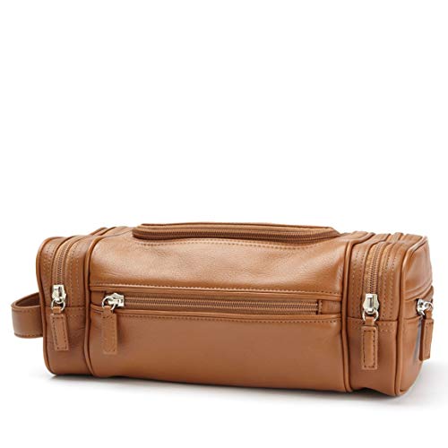 Leatherology Cognac Multi Pocket Toiletry Bag #TOP6