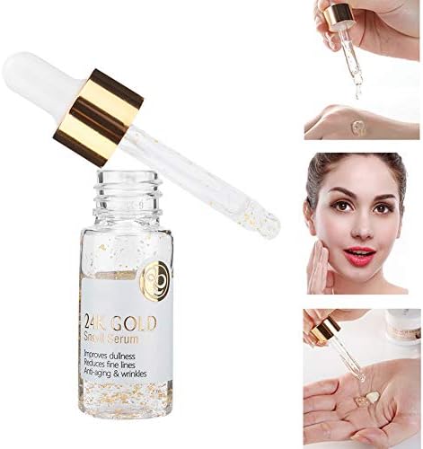 24K Gold Foil Snail Facial Serum, Firming and Moisturizing Face Skin Care Essence Liquid for Brighten Skin, Revitalizing And Firm, Effective Whitening, Powerful Hydrating (17ml)