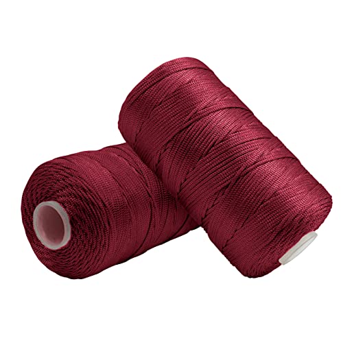 Uiopa Hilo Macrame 1,5mm x 400m, Cuerda Macrame de Nylon para Ganchillo, Banda de Macramé Granate para Bolsos a Crochet, Bricolaje, Decoración, Manualidades