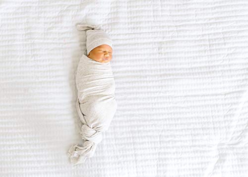 Image of Copper Pearl Baby Beanie Hat Top Knot Stretchy Soft Oat