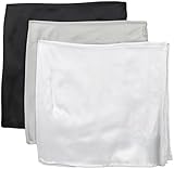 Stacy Adams Men's 100 Percent Silk Hand Rolled 17'X 17' Pocket Square Three Piece Set, White/black/Silver, One Size