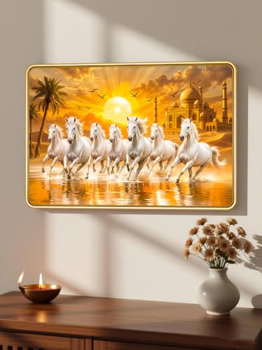 Image of 7 Running Horses Vastu Photo Frame, 16x24 Inch