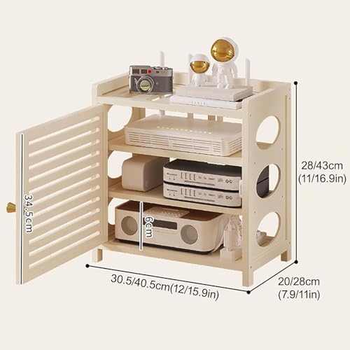 Routeur WiFi sto armoire blanche aérée cachant le modem et les câbles au sol