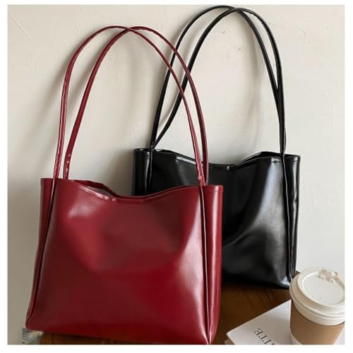 Handbags Large Capacity PU Durable Shoulder Women Black4