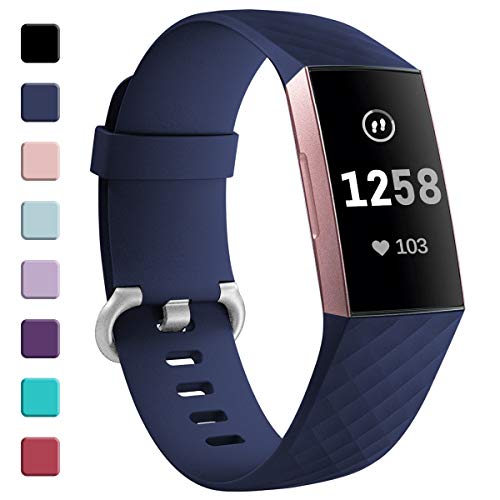 Zekapu Correa para Fitbit Charge 3, Pulsera Ajustable Clásica De Repuesto con Hebilla Clásica De Aleación De Aluminio para Fitbit Charge 3, Grande Pequeña