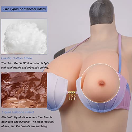 Peitoral de silicone de meio corpo com bojo B-G formas realistas de seios para crossdressers mastect
