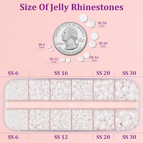 Image of Resin Jelly Rhinestones for Crafting with B7000 Jewelry Glue, 1 Box White Flatback Crystal with 3Pcs 10ml Glue, Bedazzling Non Hotfix Gems for DIY Tumblers Clothing Shoes Manicure
