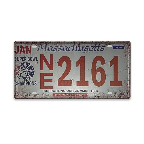 Retro Massachusetts License Plate Car Decor License Plates,Room Decoration,License Plate Souvenir,Retro Rusty Metal License Plate Souvenir Front of Car Decorative 12