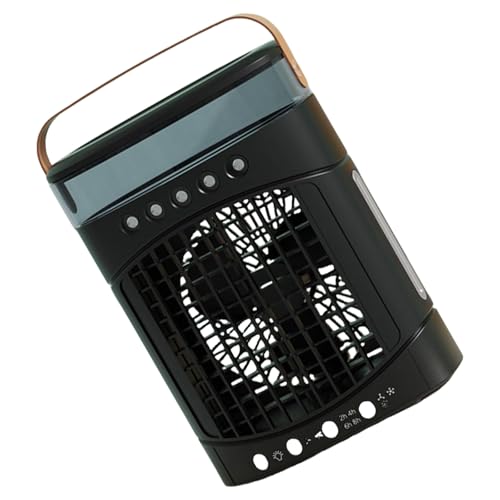 divuukyi Ventilador de escritorio portátil sin aspas, función de nebulización, 3 velocidades, tanques de 600 ml, ventilador de refrigeración de luz de 7 colores para dormitorio y oficina