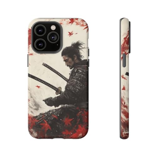 Coque Samouraï iPhone 14 Pro Max mate avec feuilles d'érable