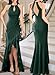 VFSHOW Womens Halter Neck Formal Cutout Ruffle Slit Ruched Prom Maxi Dress 2023 Wedding Guest Sexy Elegant HI-LO Mermaid Cocktail Sparkly Evening Long Gown (Green, X-Large) 10907 GRN XL