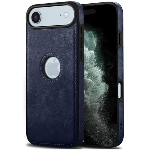 Image of Leather Case for Apple iPhone 17 Air Premium Protective Stylish Slim Cover with Shockproof Raised Edges Blue