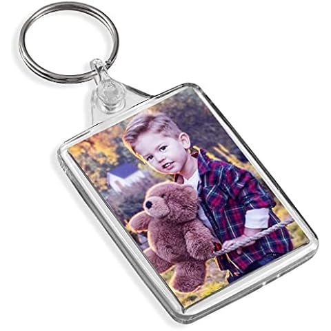 Pixly Personalised Custom Photo Keyring, Key Ring Fob, Key Chain, Clear, Medium Cover