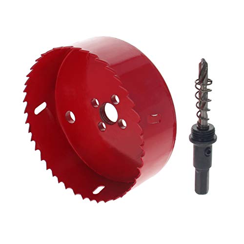 SUNCN ホールソー 150mm バイメタルホールソー 穴あけ ホドリル セット 対応 木工 塩ビ プラスチック アクリル 発泡スチロ 用 穴あけ 器具 レッド 1個入り