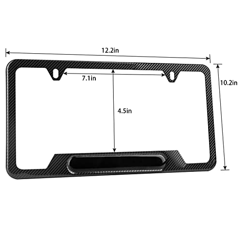 Tomgoo License Plate Frame Compatibility With Bmw ，2 Carbonfiber Licenseplate Covers, Aluminum Alloy Weather Proof License Plate Holder Bracket，Including Key Chain And 4 Tire Air Caps Car Accessories #TOP4