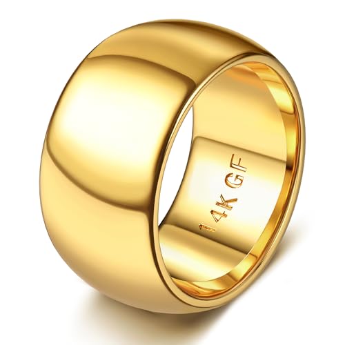 Florideco 14K Gold Filled Unisex Thumb Ring, Gold Band, Stackable Ring, Wedding Band, Size 8