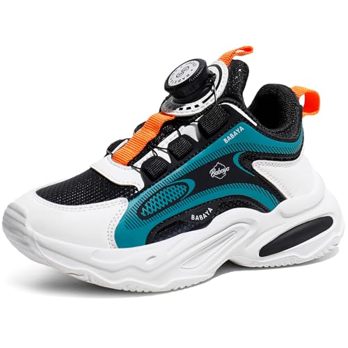 BABAYA Girls Boys Shoes Kids Running Tennis Rotate Buckle Fashion Sneakers Lightweight Breathable Athletic Outdoor Shoes - Main Image