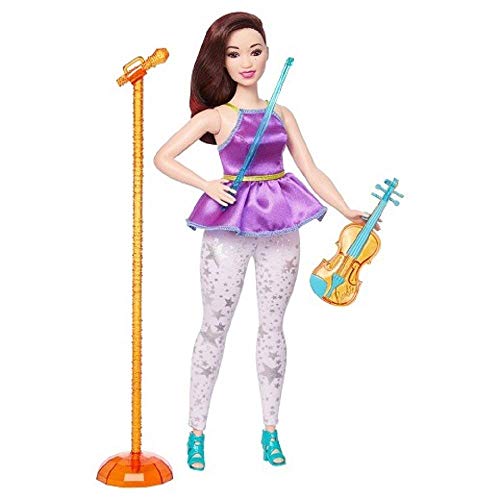 You Can Be Anything Barbie and the Rockers Doll measures approximately 12 inches tall with Orange and Blue Violin along with Blue Bow and Coordinating Orange Microphone and Stand
