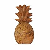 Zeckos Hand Carved Wooden Pineapple Hanging Wall Décor Art Sculpture 9.75 Inches High
