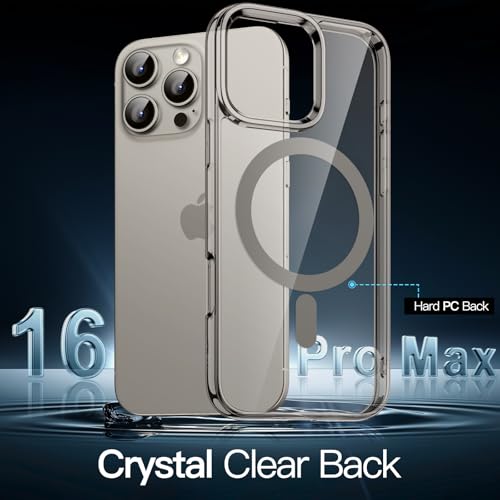 Image of JETech Magnetic Cover Case for iPhone 16 Pro Max 6.9-Inch Compatible with MagSafe, Shockproof Phone Bumper Cover, Anti-Scratch Clear Back (Natural Titanium)