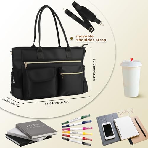 Bolsa de oficina portátil para mujer con espacio para documentos y portátiles 5