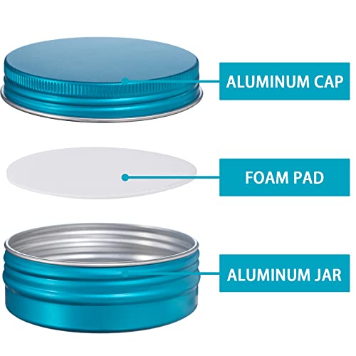 2 oz / 60ml Screw Top Aluminum Tin Jar with Screw Lid and Blank Labels - Pack of 23 (Lake Blue)3