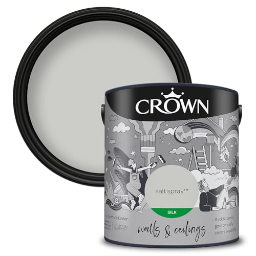 Crown Walls & Ceilings Silk Emulsion Paint, Size 2.5L, Salt Spray