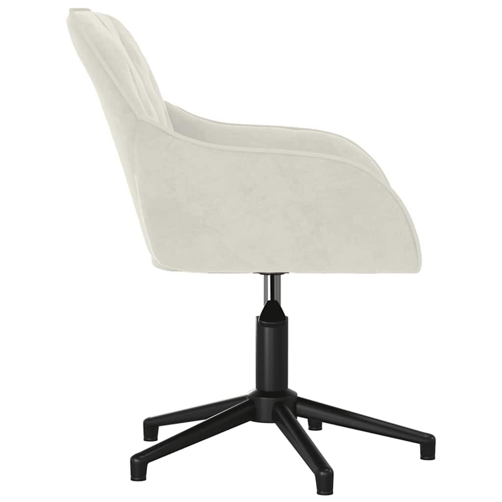Krzesło biurowe obrotowe, kremowe, aksamitne, z regulacją wysokości i podłokietnikami, 56 x 61,5 x 72-80 cm, obracane o 360 stopni, ergonomiczne krzesło biurowe, do domowego biura i biura