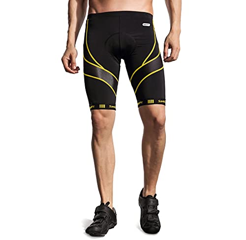 Santic Cycling Shorts Mens Padded Cycle Shorts for Men Padded Bike Shorts with Pad for Men Yellow EU L