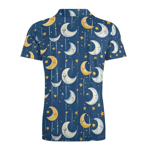 Boys' Classic Polo Shirts Short Sleeve Moisture-Wicking Golf & Tennis Shirts for Youth Teens Cute Stars Moon 5