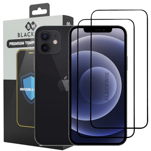 Image of Blackwik Tempered Glass Screen Protector for iPhone 12 Mini with Edge-To-Edge Protector Coverage | Easy Installation Kit (Black) (Pack Of 2)