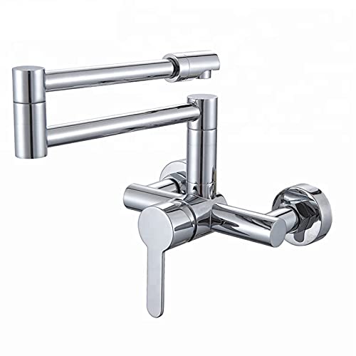 Robinet de cuisine mural pliable laiton chromé économie d'eau