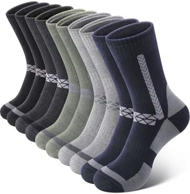 SIMIYA Merino Wool Socks for Mens, 5 Pairs Thermal Warm Hiking Super Thick Crew Work Cushion Sock for Men Winter Cold Weather