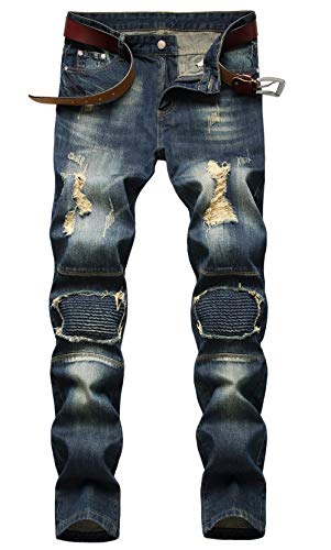 AIYINO Mens All Waist Straight Leg Stylish Denim Jeans, Blue, 32x34