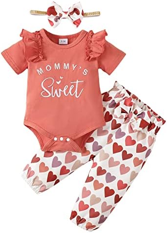 0-3 Months Baby Girl Clothes Infant Newborn Girl Outfits Ruffle Sleeve Top Heart Pant Set Baby Girl Summer Clothes 0 3 Months