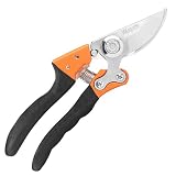 Mikoquette Gartenschere, Rosenschere mit Bypass-Schneide für Blumen, Triebe und Zweige, Rebenschere max. Schneidedurchmesser 24 mm, Schneid-Ø: 24mm (Orange)