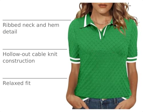 Image of Rapbin Womens Short Sleeve Knit Polo Shirts Summer Spring Sweater Tops