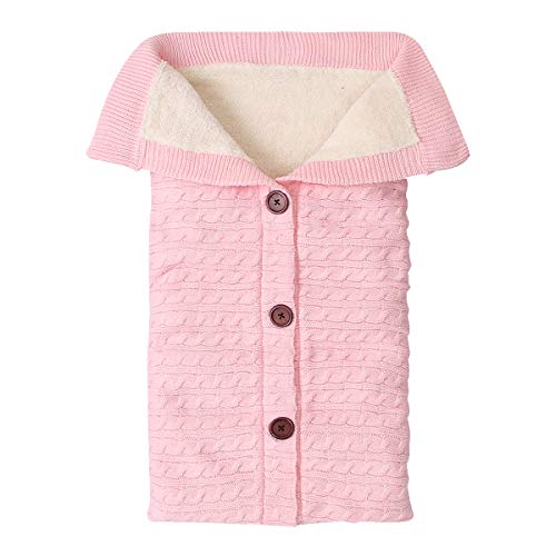 Image of Yinuoday Newborn Swaddle Blanket Fleece Stroller Wrap Nap Sleeping Bag Stroller Sack - Velvet, Thick Knit Soft Warm Blanket - Toddler, Pink