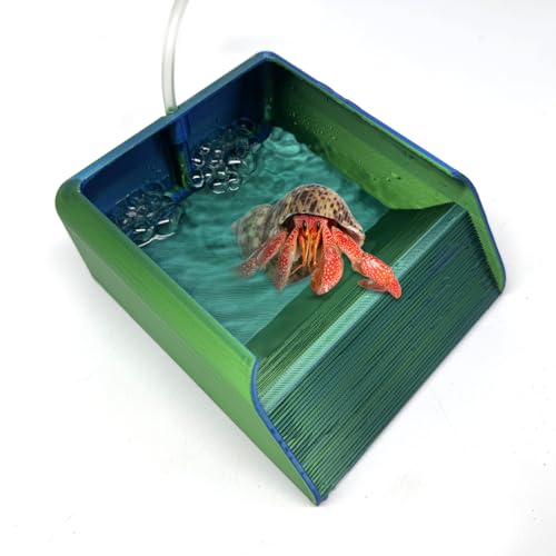 Hermit Crab Water Bowl with Climbing Ramp Reptile Feeding Water Dish Tank Accessories Suitable for Hermit Crab Bearded Dragon Lizard Tortoise Frog Gecko (Navy Blue)
