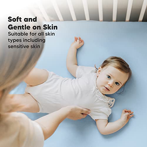 2-Pack Organic Crib Sheets For Boys, Girls - Jersey Fitted Crib Sheet, Baby Crib Sheets Neutral, Crib Mattress Sheet, Cotton Crib Sheets, Soft Baby Sheets For Crib,Unisex Crib Fitted Sheet(Cornflower) #TOP5