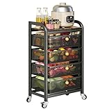 5-stöckiger Rollwagen mit Netzkörben, mobiler Küchenwagen für Obst- und Gemüseaufbewahrung, vielseitig einsetzbar in Küche, Bad, Wohnzimmer