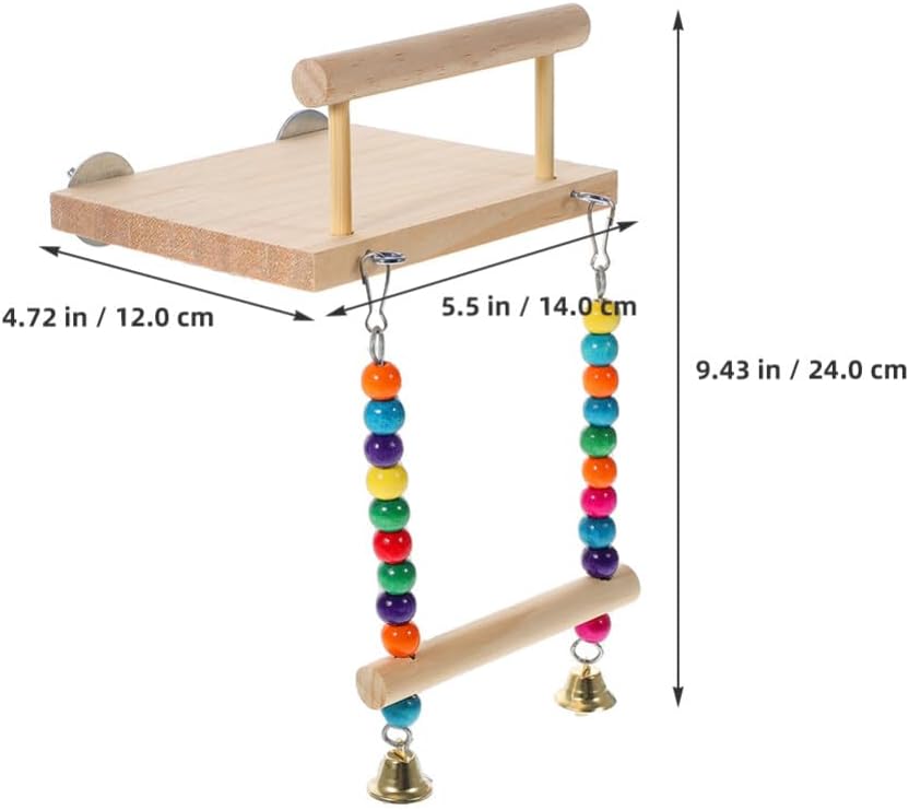 Sosoport Bird Perch Stand Bell Natural Exercise Platform for Parrots Parakeets and Finches Safe Chewing Toy for Bird Cages Easy to Install Birdcage Accessories