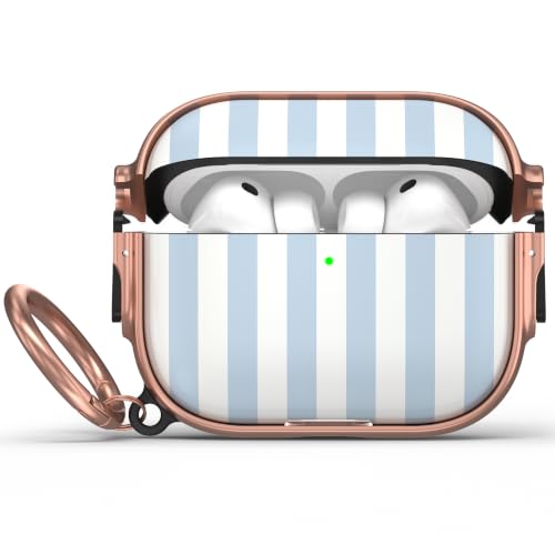 Image of for AirPods Pro 3rd Case with Safety Lock, Magsafe Compatible, Blue Stripes | Double Secure Lock,Drop Protection,Two-Piece Design,with Gold Keychain, Anti Lost, Dustproof, Cute AirPod Pro 3 Case