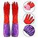 EINVARIOUS 1Pair Long Rubber Velvet Household Gloves Dishwashing Waterproof Thicken Warm Scrubber Kitchen Clean Tool