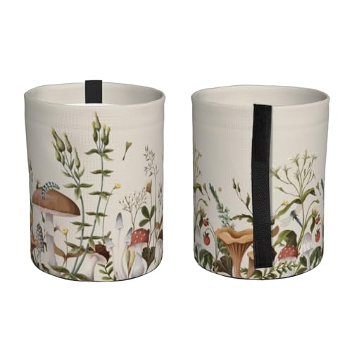 Image of Small Car Trash Can, Mushroom Plants Design Hanging Foldable Car Trash Bag, Waterproof Leakproof Garbage Bin, Car Interior Organizer Accessories
