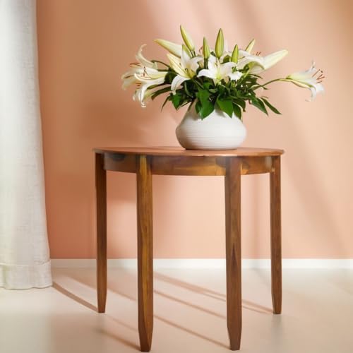 UNITEK FURNITURE Contemporary Sheesham Wood Half Moon Bedside Table for Bedroom & Office (Teak) (76x39x71 cm)