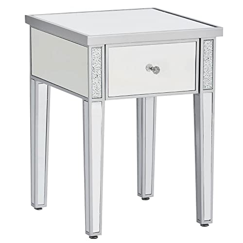 Merax Modern 3 Piece Set-Coffee 2 Side End Tables With Adjustable Height Legs For Living Reception Room, Silver, 1# Mirrored #TOP4