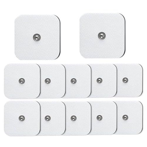 Almohadillas de gel Autoadhesivas, Parches Electroestimulador, Parche de Electrodo 5 x 5 cm, Set de Recambio de 12 Pads, Electrodos para TENS y EMS Adecuados para Electroestimuladores